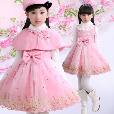 童星闪闪 小女孩背心裙三件套冬裙女童连衣裙