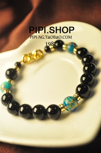  黑玛瑙 金丝石 手链 泰国佛牌手链 佛牌手链