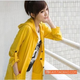韩版可变袖连帽中长...