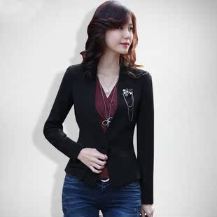  新款秋季新款韩版一粒扣修身简约女士小西装OL通勤女装外套女