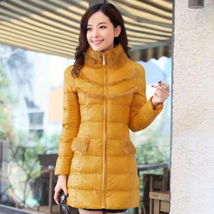  新款韩版修身冬装外套女装大码棉服棉衣 黑色 白色 毛领 黄色特价