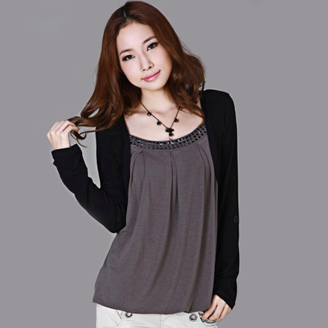 长袖假两件打底衫...