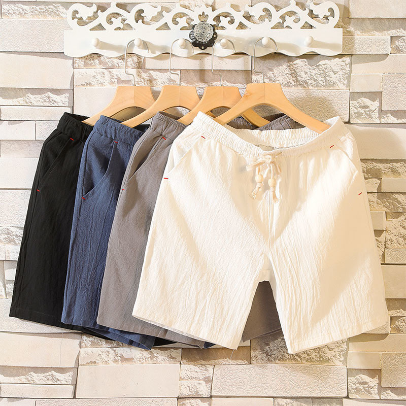 2019 new pattern summer Solid Flax shorts Add fertilizer XL leisure time Easy Cotton and hemp Hot pants Five point pantsin the Men's clothing, Casual pants category - from Buy2taobao.com to provide professional Taobao agent buy service