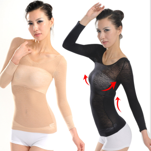  出口超薄肉色女士美体内衣长袖圆领无缝塑身衣瘦身衣服打底束身衣