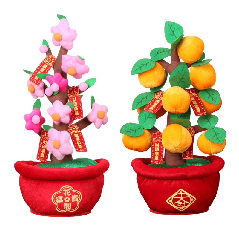 新年桃花樹盆栽大吉大利桌面擺件禮品春節吉祥物毛絨家居喜慶裝飾在類目 節慶用品/禮品, 掛飾/生肖掛飾中 - 來自Buy2taobao.com提供專業的淘寶代購服務
