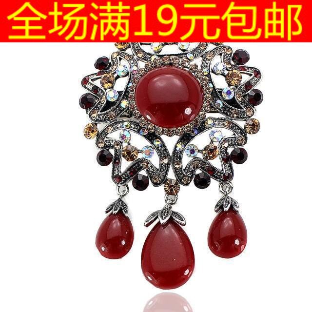 满19包邮 韩版复古发饰仿宝石水钻古典-吊坠顶夹横夹弹簧夹盘发