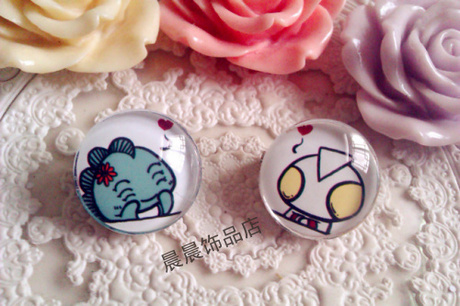 复古手做 时光宝石水晶玻璃胸针 奥特曼小怪兽