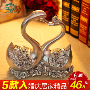  芮诗凯诗 恩爱天鹅欧式时尚家居饰品创意装饰卧室新房婚庆摆件