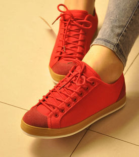  爆款潮流男女士帆布鞋工作板鞋情侣款低帮系带红蓝色学生休闲鞋子