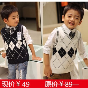  秋冬童装马甲儿童背心男童马甲专柜男女童毛衣背心针织衫清货包邮