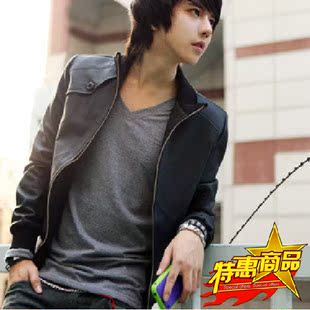  春装新款男士夹克韩版潮牌男装春款休闲夹克薄款皮夹克外套男