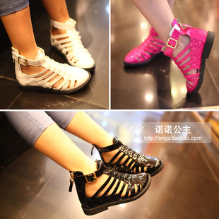  女童凉鞋时尚皮革镂空夏装新款儿童夏天凉鞋 童鞋 N