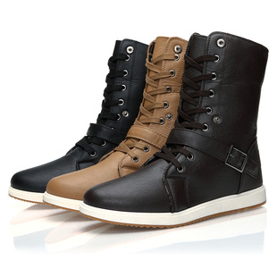  皮靴机车靴时尚潮流靴男士长靴高帮鞋中靴马丁短靴韩版高筒男靴子