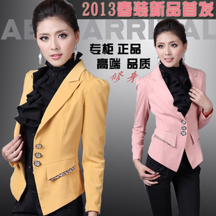  包邮春秋装新品韩版修身显瘦小西装外套女士职业大码女装粉色