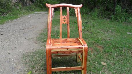 红心柏木农家椅,实木椅子原木色特色餐厅用椅