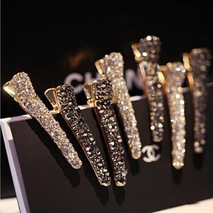 韩版水钻边夹发卡 一字夹刘海夹 进口发饰发夹 韩国鸭嘴夹头饰品