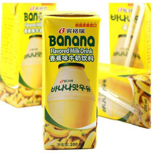  韩国进口香蕉牛奶香蕉果泥乳饮料 200ml 富乐香蕉味牛奶饮料