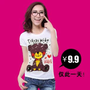  夏新款 女 短袖T恤 韩版时尚圆领短袖女式棉质T恤 女款