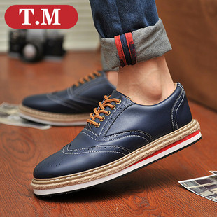  春季新款 透气男式板鞋 韩版系带单鞋 时尚厚底潮流松糕男鞋