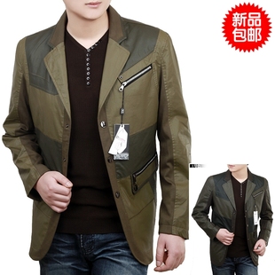  七匹狼男装春款休闲西服男士修身拼色时尚帅气单西装男外套Q12442