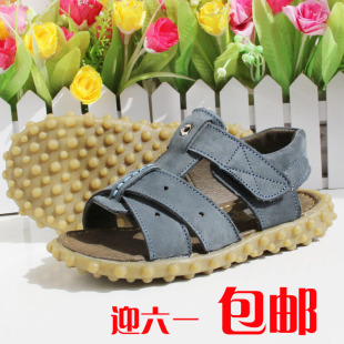  韩版新款儿童真皮童鞋 夏季凉鞋 中大童牛筋底防滑男童牛皮鞋