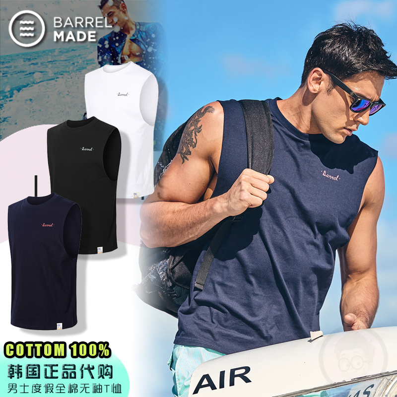 Korean genuine BARREL muscle motion Sandy beach on vacation Thin section Pleasantly cool letter Easy pure cotton Sleeveless T-shirtin the Men's clothing, Vest/Vest category - from Buy2taobao.com to provide professional Taobao agent buy service