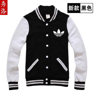  春装新品韩版情侣装外套三叶草棒球衫卫衣棒球服男女卫衣外