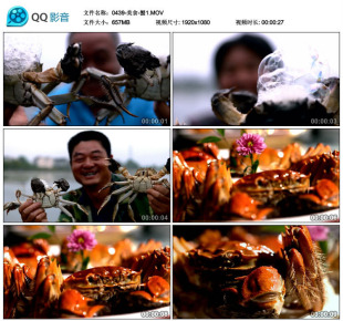  海鲜螃蟹 红烧大闸蟹 传统美食 中国高清实拍视频素材 1080
