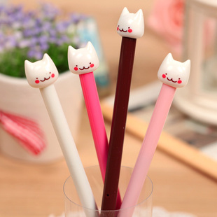  伊凡●韩国文具 小清新 可爱卖萌小猫咪 0.5mm 黑色 中性笔 水笔