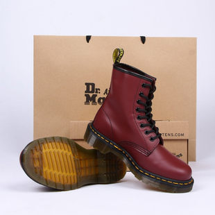  专柜正品Dr.Martens1460英伦8孔朋克硬皮樱桃红色男女短靴马丁靴