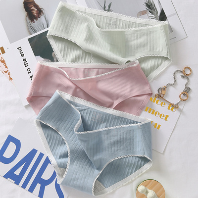 4条装六只兔子内裤女简约舒适纯棉档少女学生底裤中腰无痕日系薄