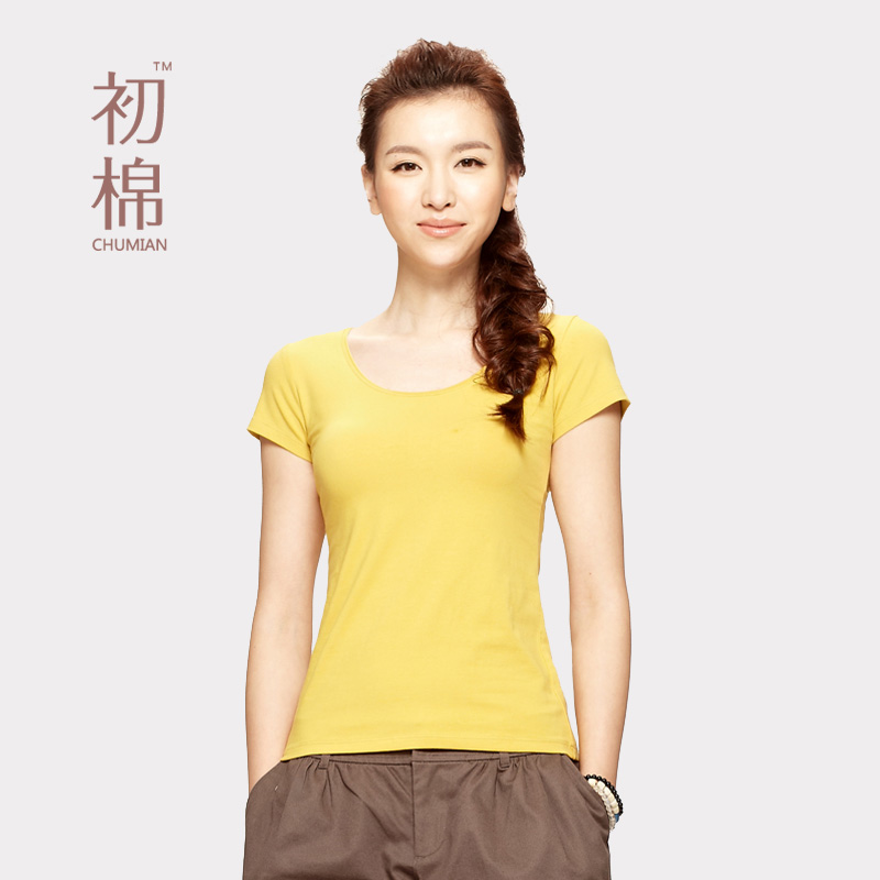 纯色新款女短袖T恤...