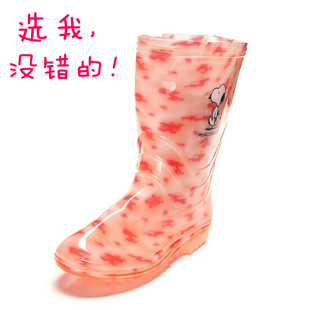  六一史努比童鞋正品小童雨靴雨鞋女大童外贸水鞋时尚透气水晶水靴