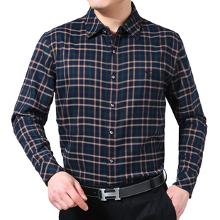  春装新款七匹狼衬衣 男装长袖专柜正品 时尚格子男士休闲衬衫