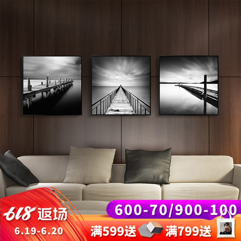 现代客厅装饰画简约黑白咖啡厅风景挂画沙发背景墙壁画三联北欧画|msdalam kategori Aksesori rumah, lukisan hiasan, lukisan hiasan moden - dari Buy2taobao.com untuk memberikan perkhidmatan ejen Taobao profesional membeli