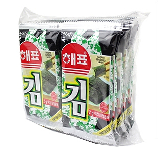  进口韩国海苔 海牌海飘即食烤脆紫菜 寿司海味进口零食 一袋10包