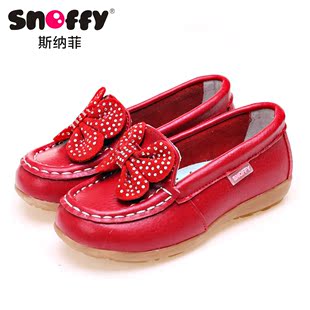  snoffy童鞋 公主单鞋 女童 韩版儿童休闲牛皮皮鞋春款16-24cm