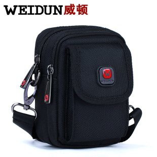  威顿新品 男士腰包 竖款单肩包 男包 手机包 斜挎包韩版胸包 布包