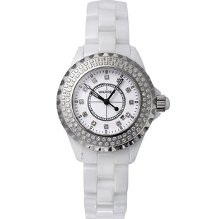  正品手表 陶瓷手表白色 女表 复古表 韩版时尚 水钻表 果冻表