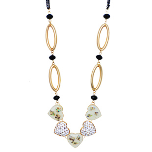 贝壳桃心装饰长项链...