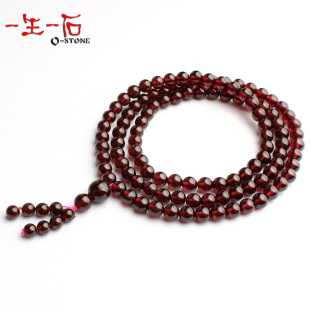  一生一石 3A级天然石榴石108颗佛珠手链 B款2 附证书 礼物精选