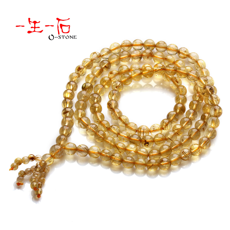 一生一石 2A级天然金发晶钛晶佛珠手链绕手3-4圈5-6mm款1 附证书 一生一石 2A级天然金发晶钛晶佛珠手链绕手3-4圈5-6mm款1 附证书