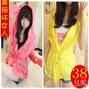 防晒衣女韩版防晒衫大码防晒衣胖mm长袖透明长款超薄外套女开衫夏