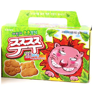  韩国进口 CROWN可拉奥/可瑞安 小动物饼干 60g克 宝宝零食饼干