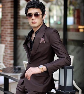 男士 时尚休闲套装 修身男装西服套装 韩版西装套装 结婚结婚礼服
