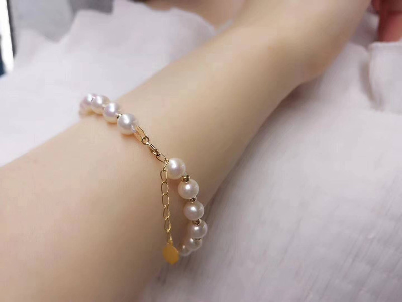 Special Offer 5-6MM Circle Strong light Flawless natural freshwater Pearl Bracelet 18K parts length adjustin the Jewelry/Diamond/Jade/Gold , Natural pearls (New) , Bracelets category - from Buy2taobao.com to provide professional Taobao agent buy service
