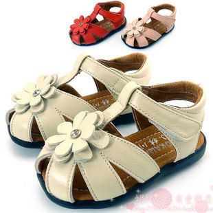 夏新儿童凉鞋小林川子真皮公主韩版包头软牛皮鞋女宝宝皮凉鞋