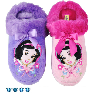  专柜正品迪士尼公主儿童成人棉拖鞋冬季家居保暖拖鞋女童防滑拖鞋