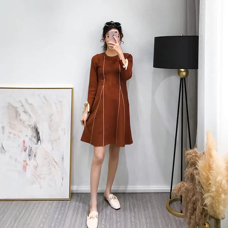 pregnant woman Autumn and winter knitting Dress Fashionable 2018 new pattern Korean Edition Self cultivation Show thin maternity dress Mid length versionin the Maternity/Maternal supplies/Nutrition , Maternity , Dress category - from Buy2taobao.com to provide professional Taobao agent buy service