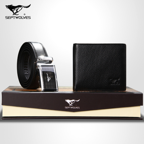 【正天美箱包专营店】七匹狼皮带加钱包高档商